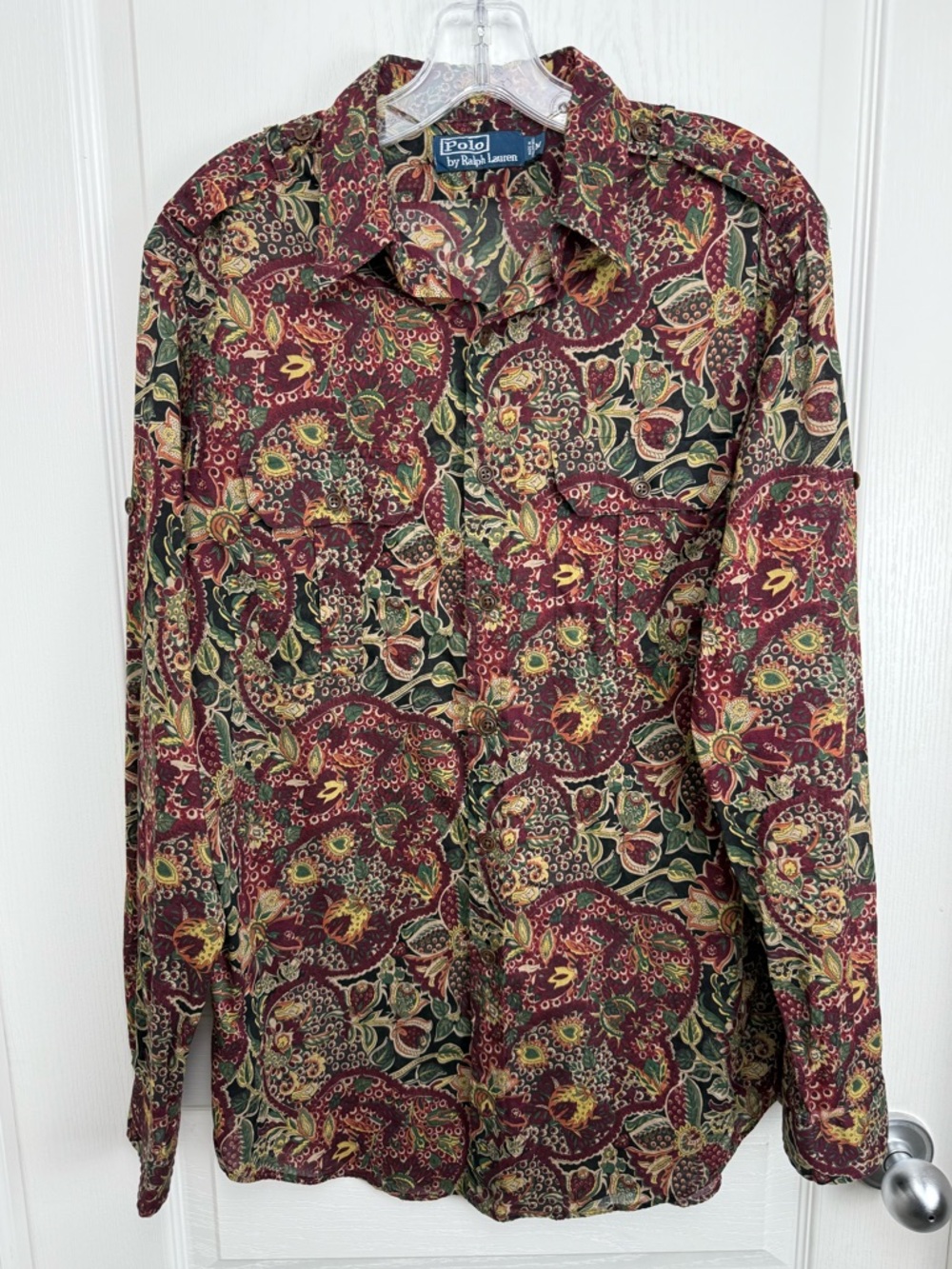 Vintage 90s Polo Ralph Lauren Floral Paisley Shirt Size Medium - Picture 8 of 8